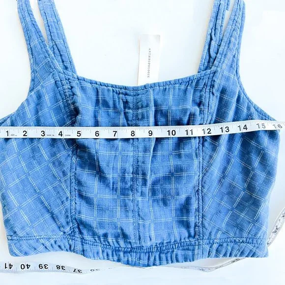 NWT anthropologie / pilcro cotton corset tank blue M - Picture 9 of 9